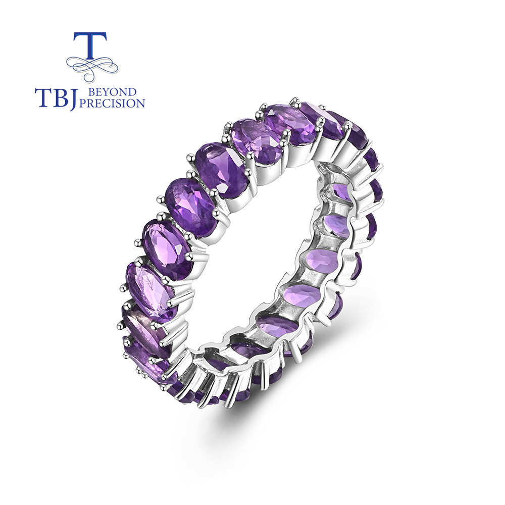 Birthstone Ring Set - Natural amethyst gemstone Simple 925 Sterling