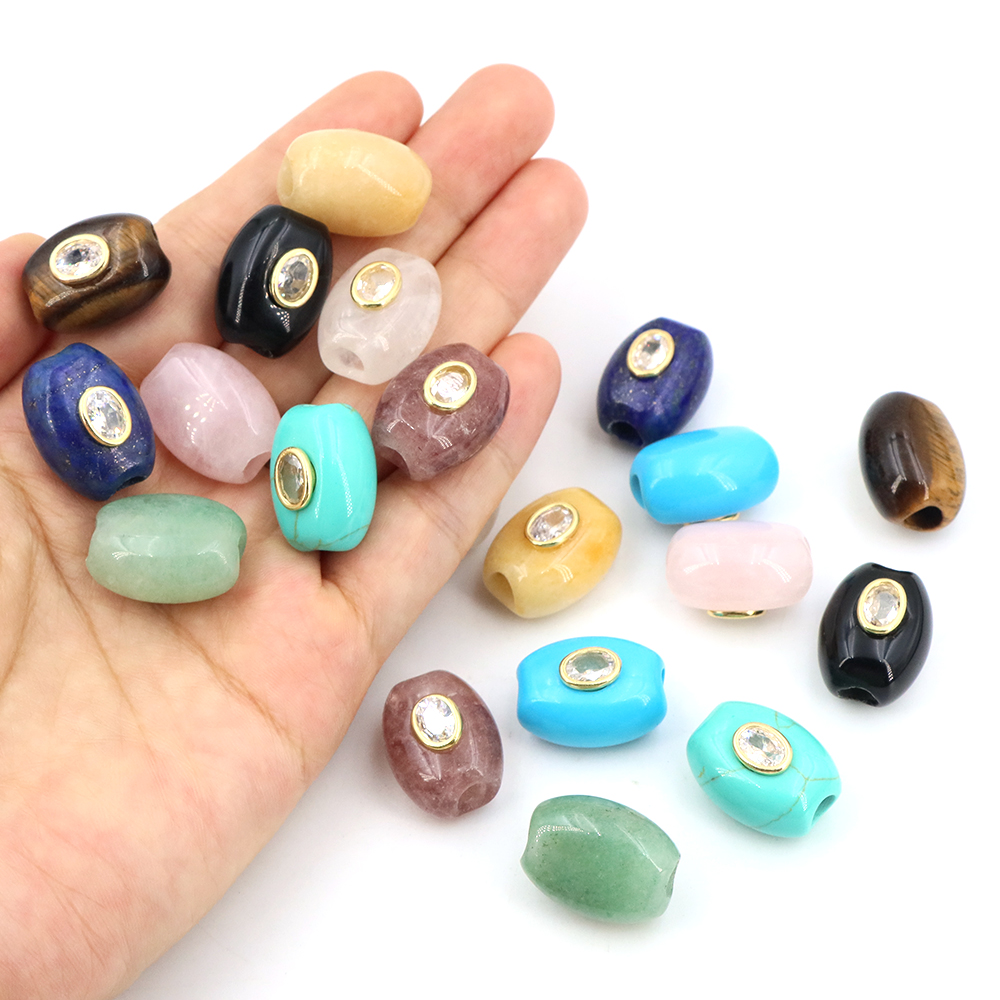 Gemstone Bracelet Healing - Natural Stone Big Hole Flat Bucket
