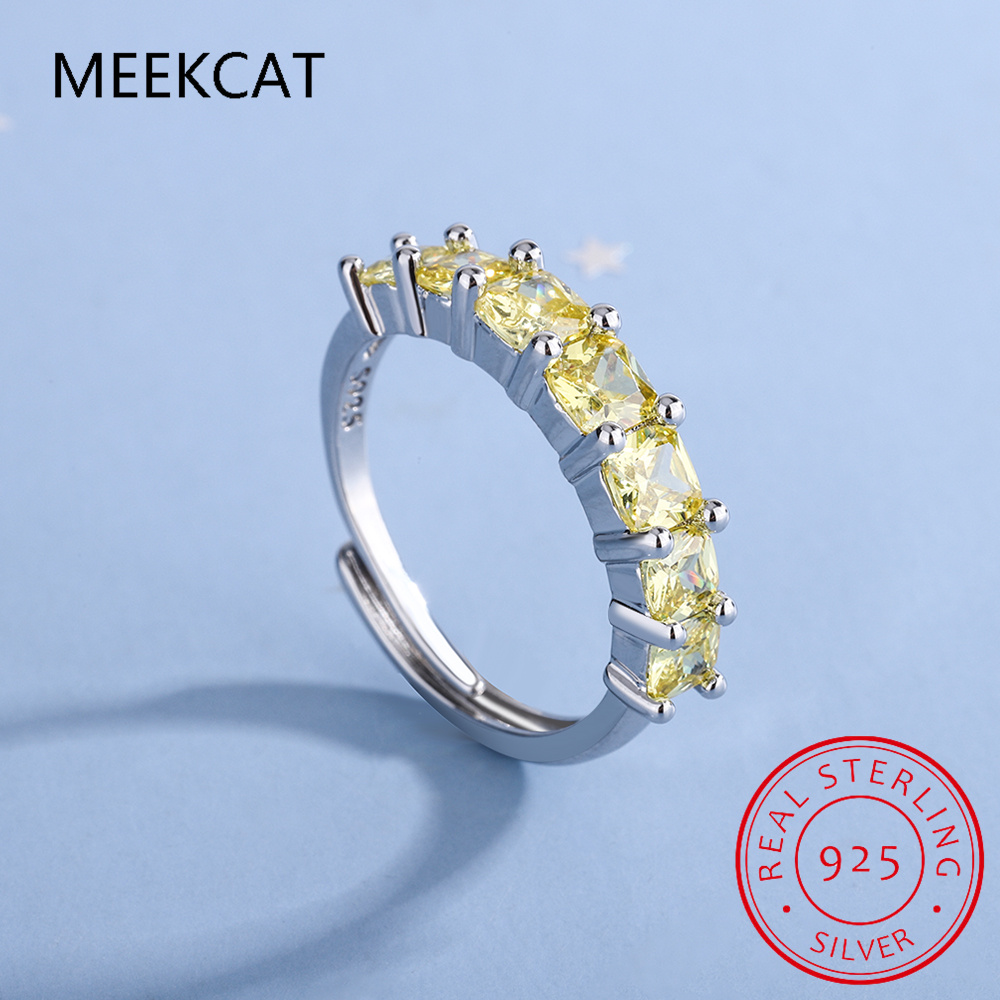 Birthstone Ring Set - Princess Cut Natural Yellow Citrine 925