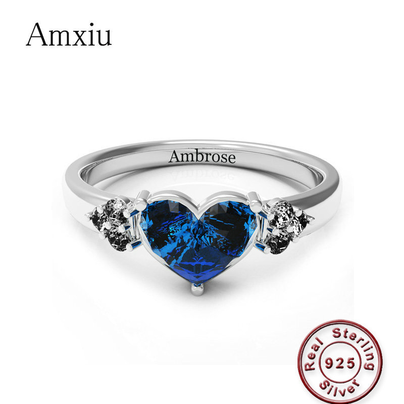Birthstone Ring Set - Amxiu Custom 925 Sterling Silver Wedding