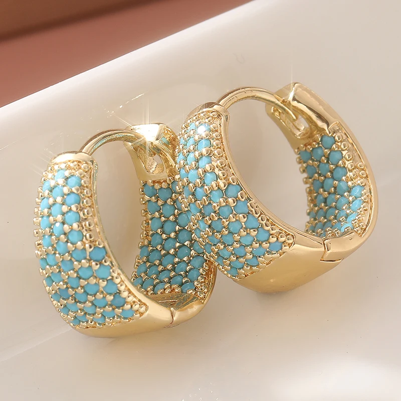 Turquoise Stone Ring - Fashion Full Blue Turquoise Paved Luxury