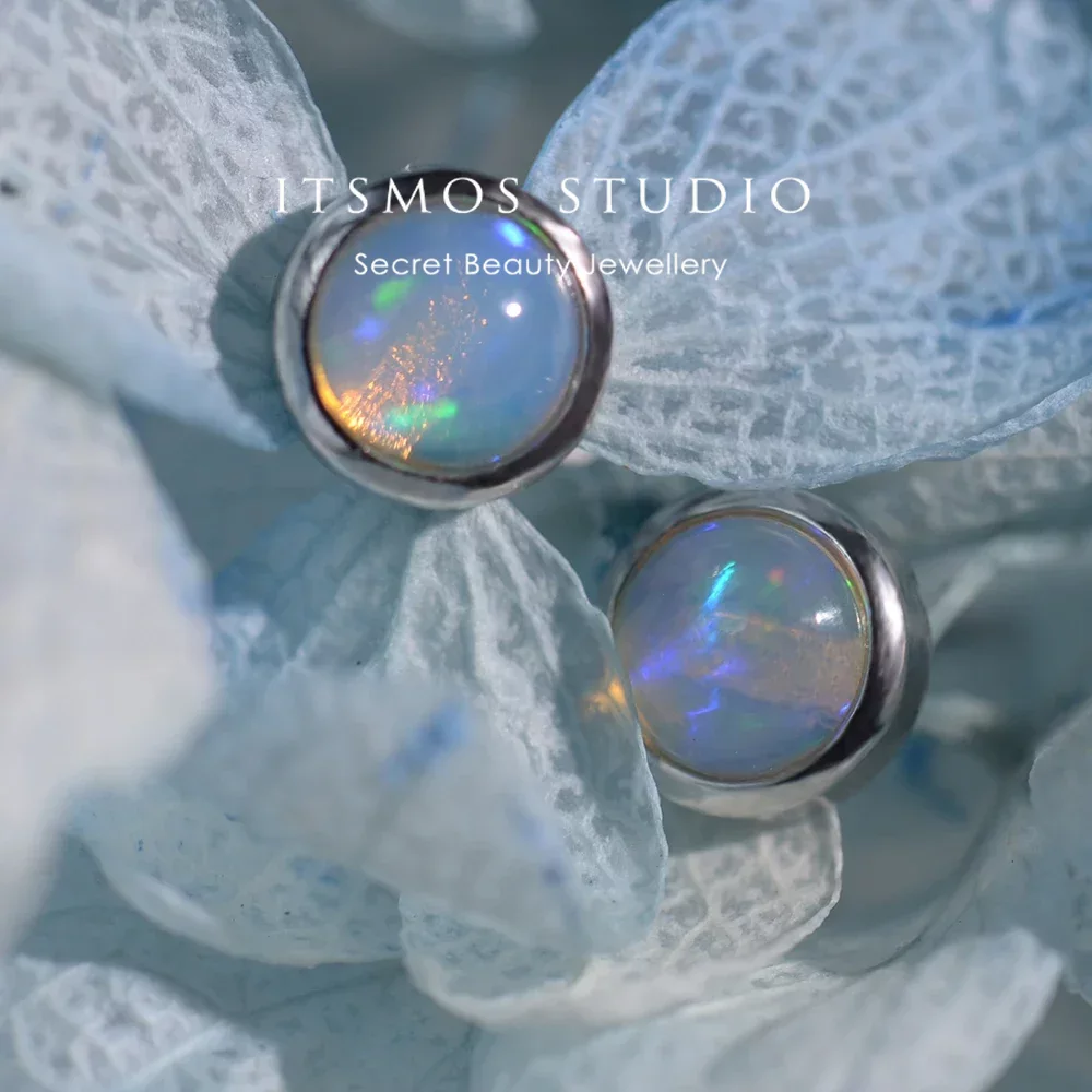 Opal Earrings Dangle - ITSMOS Natural Gemstone Opal 6mm Round