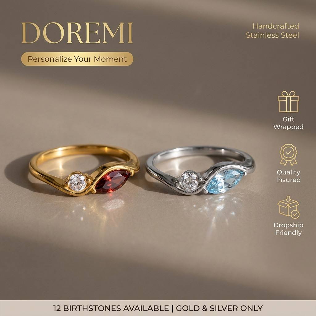 DOREMI Waterproof Tarnish Resi - Birthstone Ring Set 评论和价格