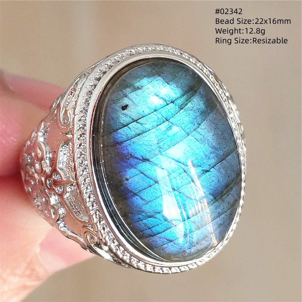 Natural Colorful Labradorite A - Turquoise Stone Ring 评论和价格