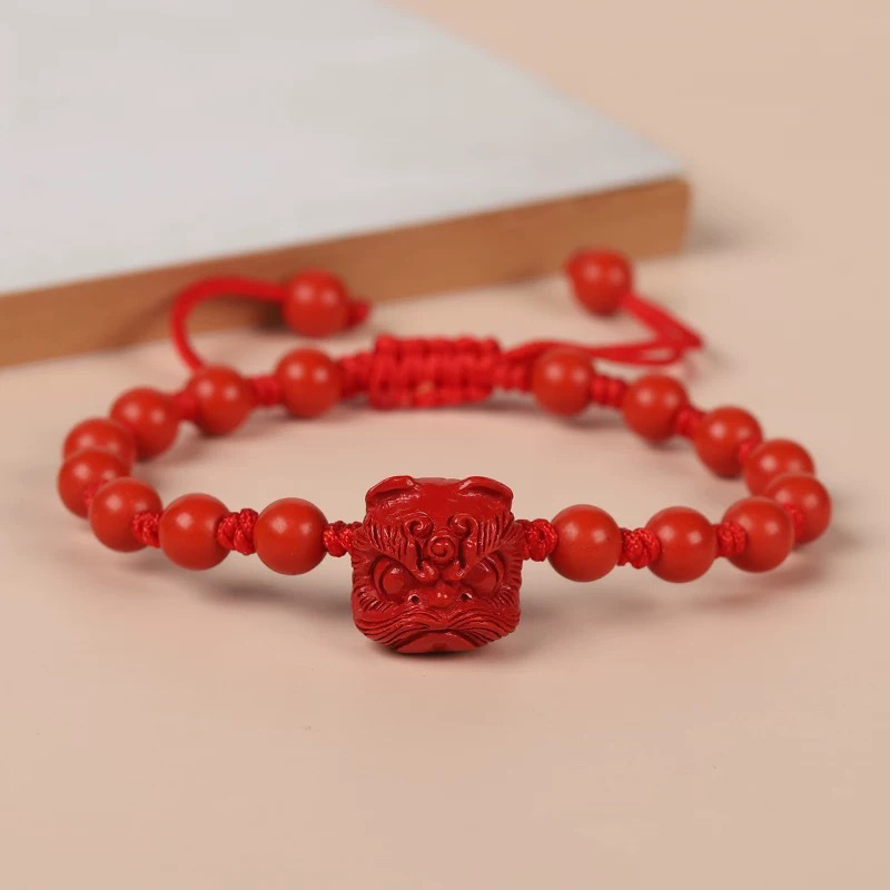 Genuine Red Cinnabar Lion Danc - Gemstone Bracelet Healing 评论和价格