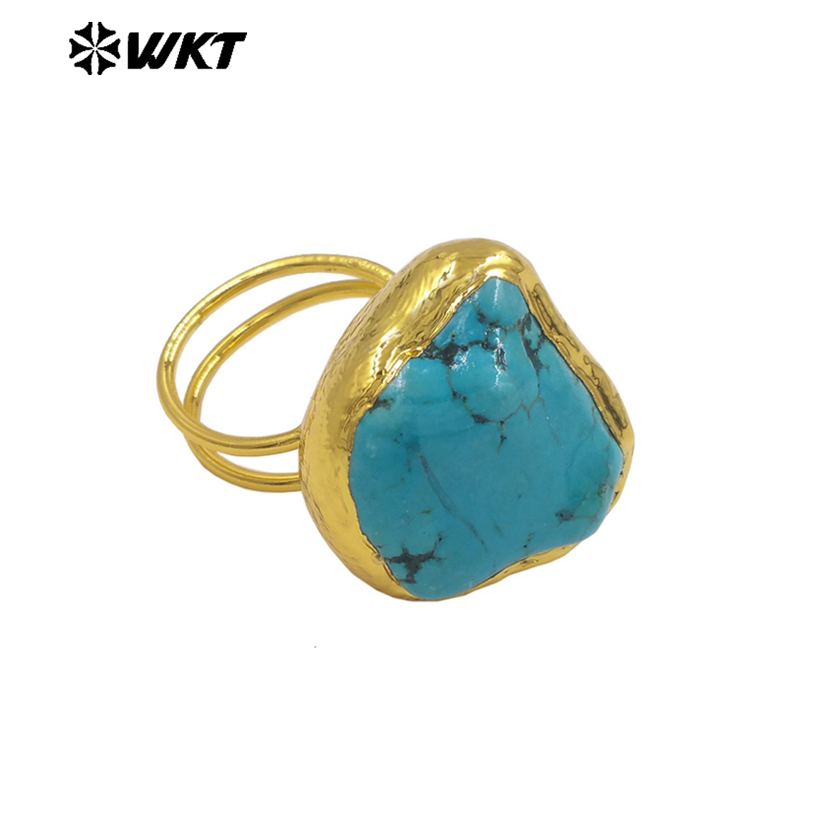 WT-R579 Vintage Fashion Gold P - Turquoise Stone Ring 评论和价格