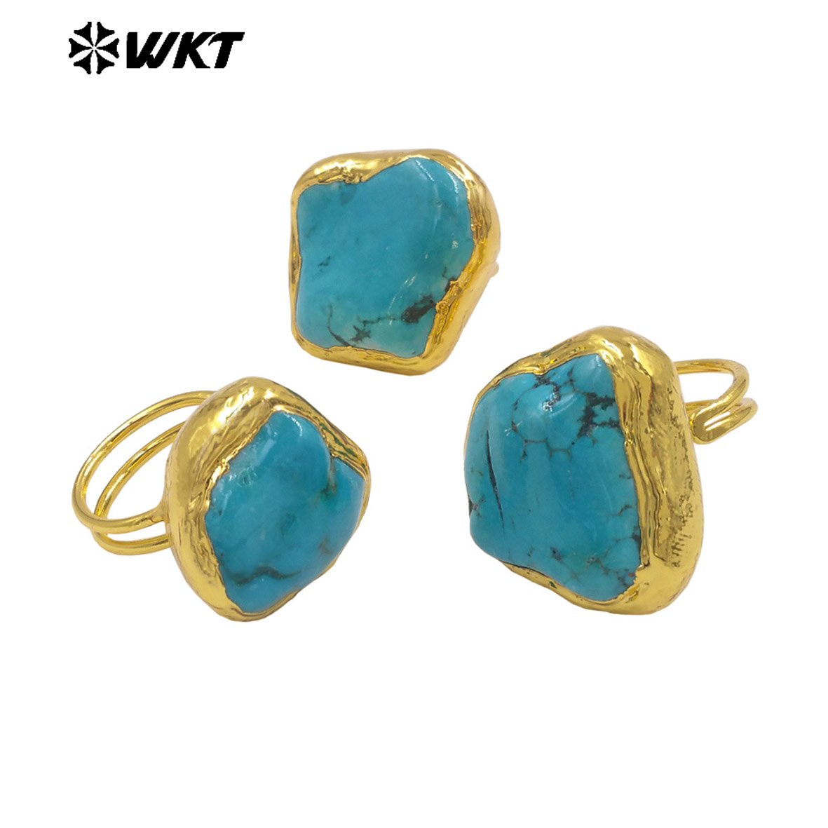 WT-R579 Vintage Fashion Gold P - Turquoise Stone Ring 评论和价格