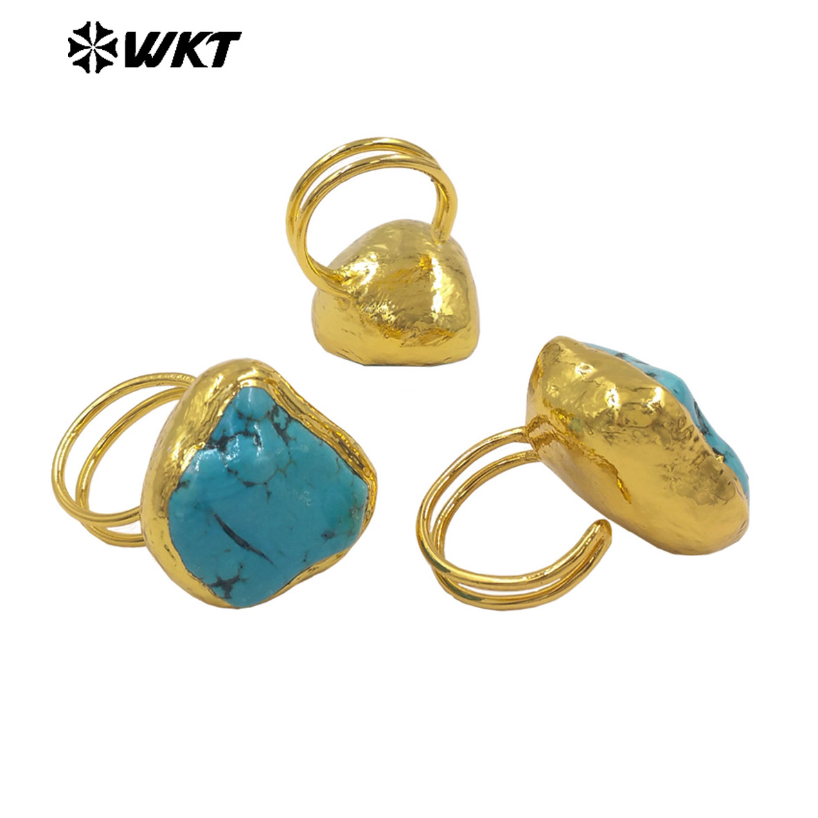 WT-R579 Vintage Fashion Gold P - Turquoise Stone Ring 评论和价格