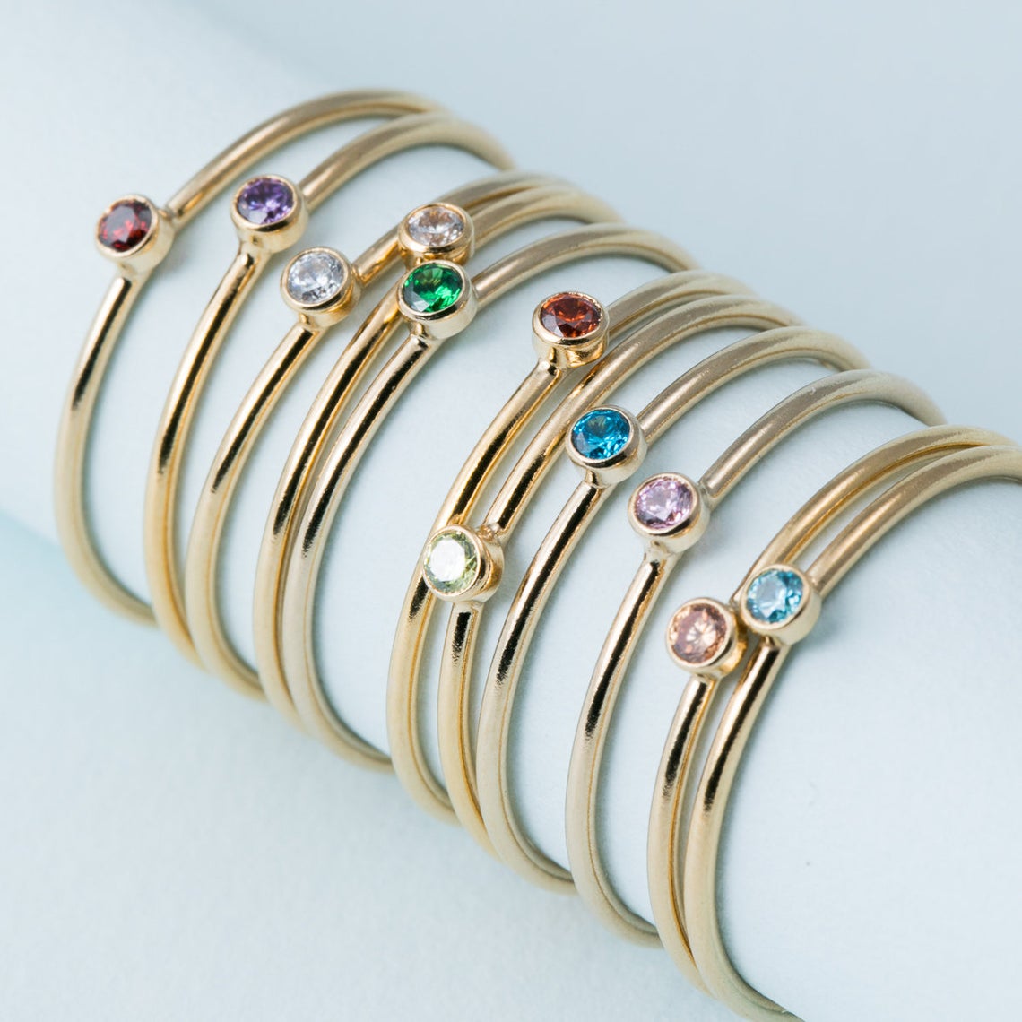 Birthstone Ring 14K gold fille - Birthstone Ring Set 评论和价格