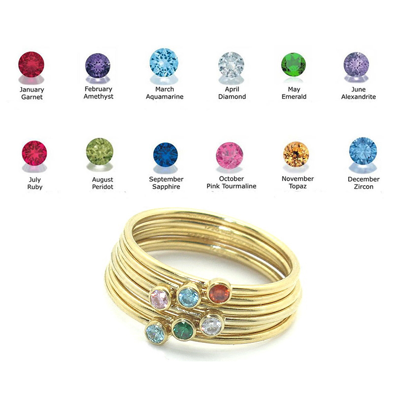 Birthstone Ring 14K gold fille - Birthstone Ring Set 评论和价格