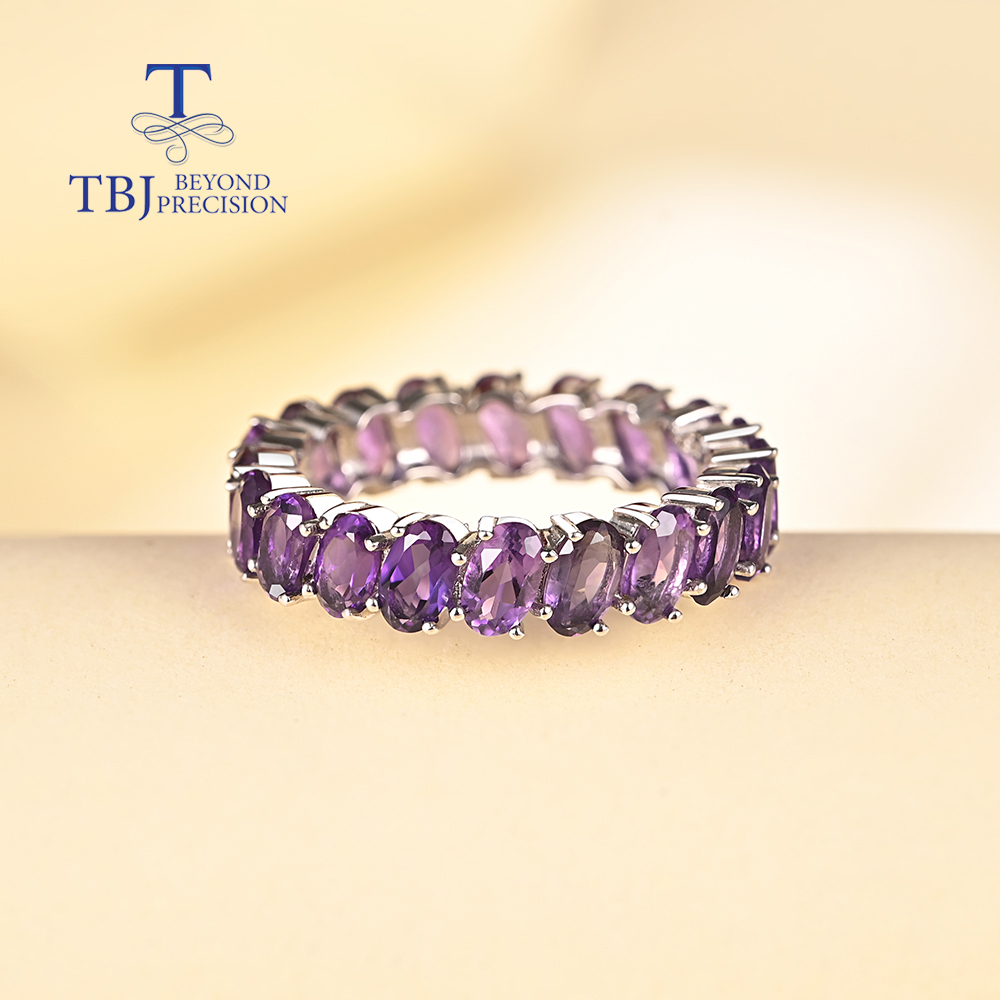 Natural amethyst gemstone Simp - Birthstone Ring Set 评论和价格