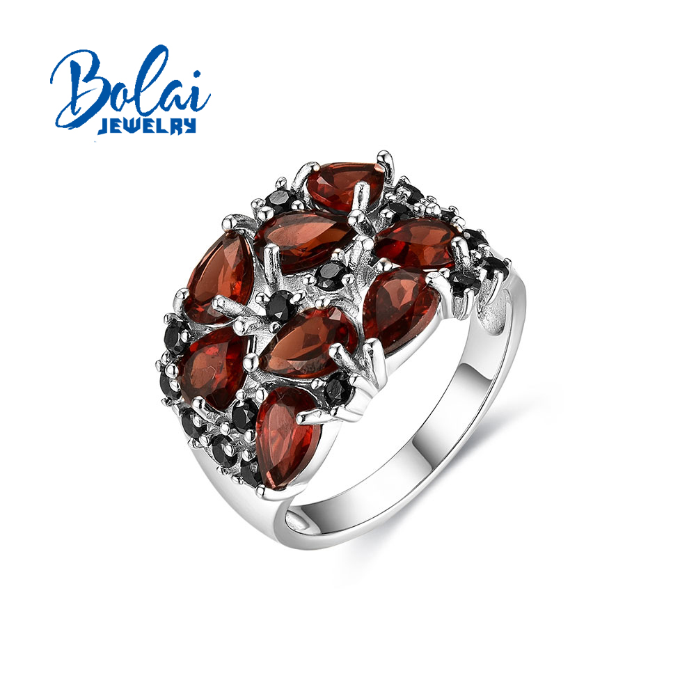Simple Designed Natural Garnet - Birthstone Ring Set 评论和价格