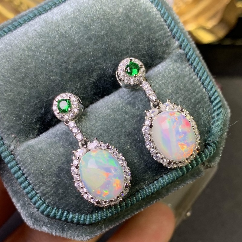 925 Sterling Silver Opal Earri - Opal Earrings Dangle 评论和价格