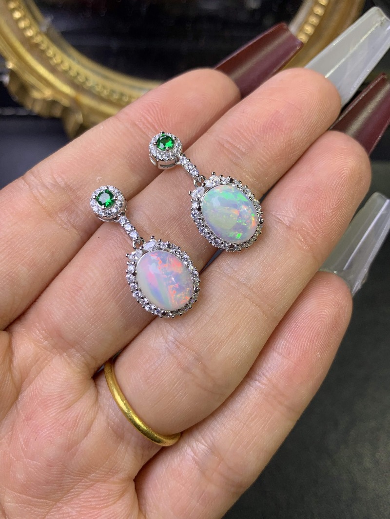 925 Sterling Silver Opal Earri - Opal Earrings Dangle 评论和价格