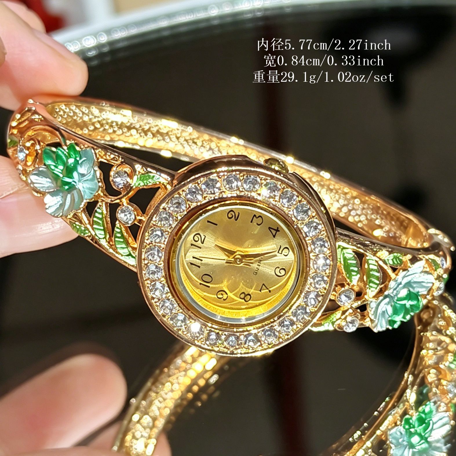 Vintage Gold Enamel Flower Wri - Vintage Jewelry Watches Women 评论和价格