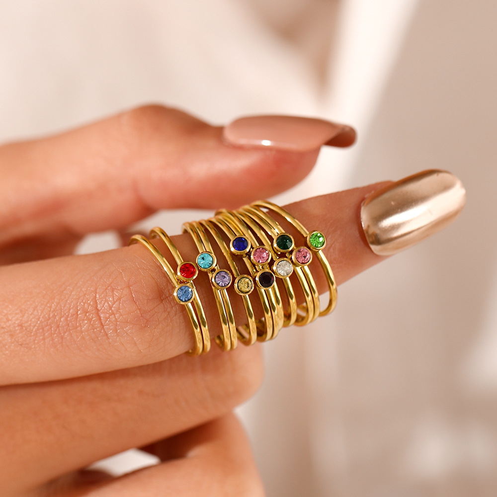 Stainless Steel Birthstone Rin - Birthstone Ring Set 评论和价格