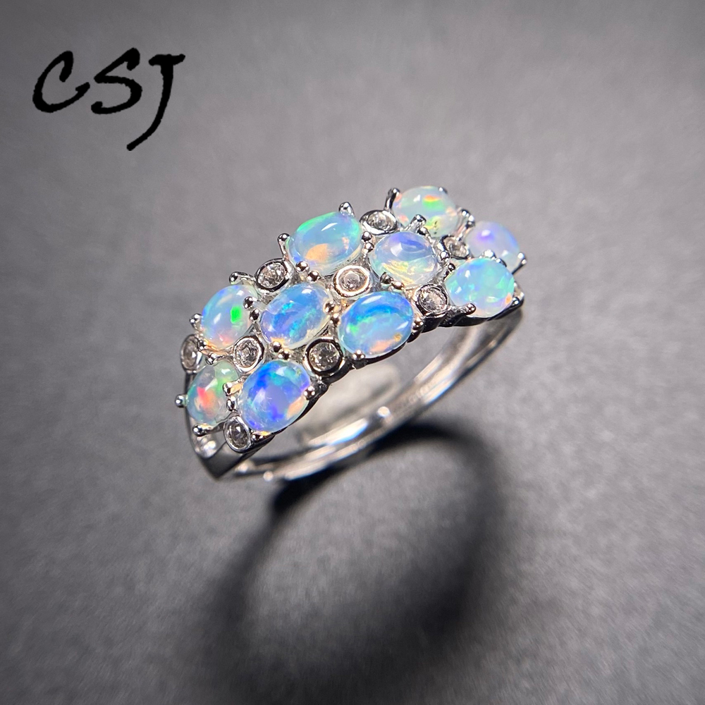 Elegant Natural White Opal Rin - Birthstone Ring Set 评论和价格
