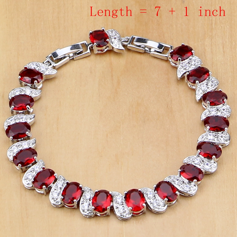 Natural 925 Silver Jewelry Red - Birthstone Ring Set 评论和价格