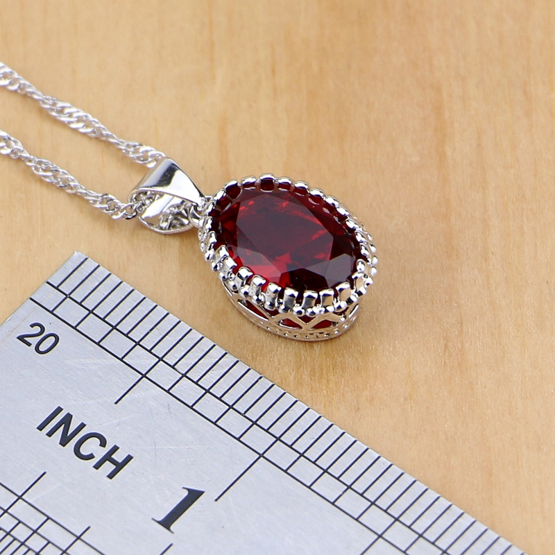 Natural 925 Silver Jewelry Red - Birthstone Ring Set 评论和价格