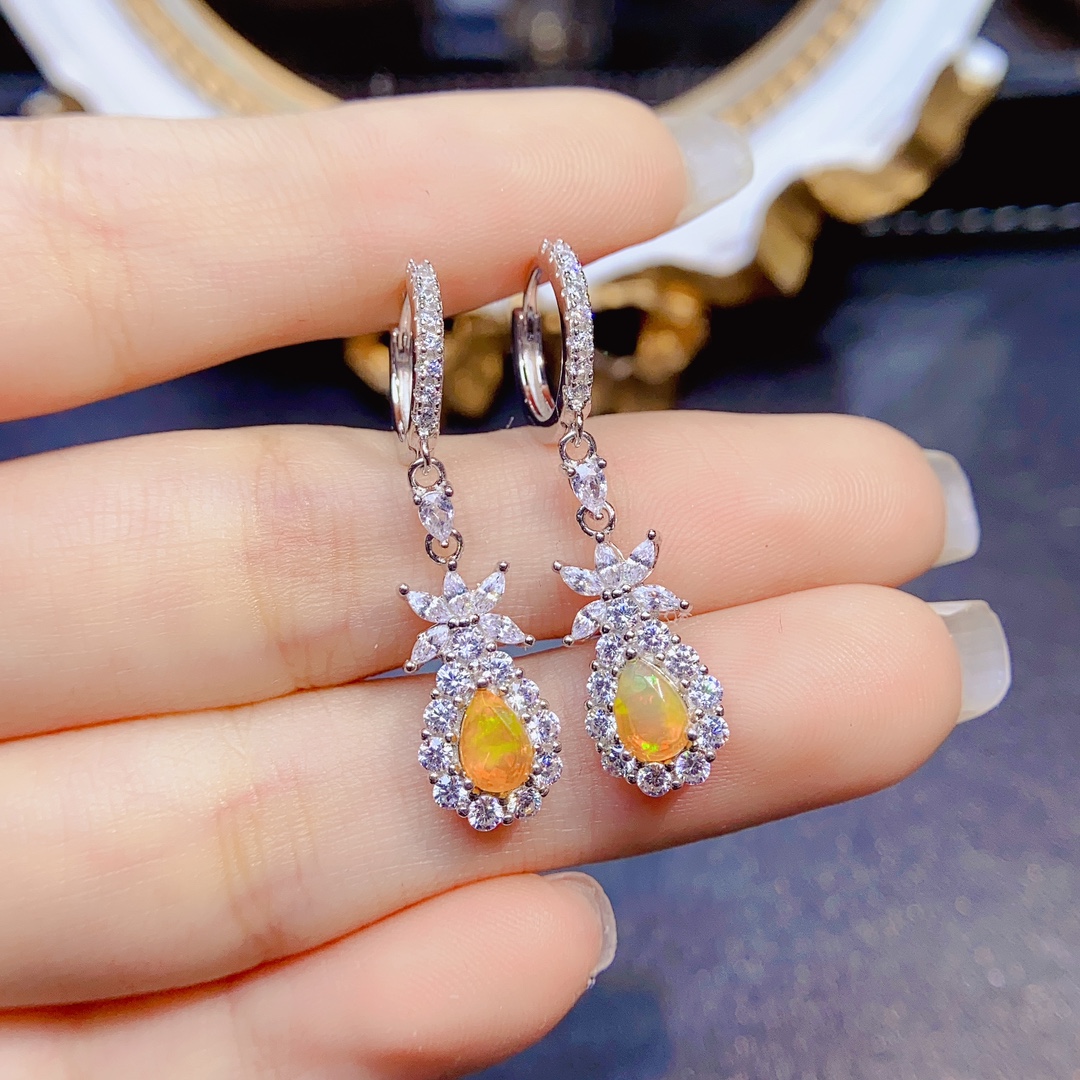 925 Sterling Silver Classical  - Opal Earrings Dangle 评论和价格