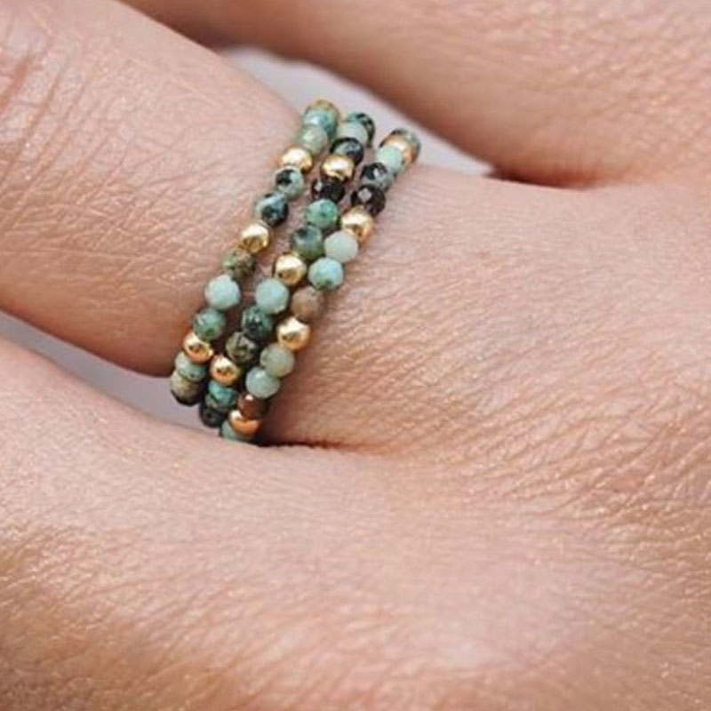 Crystal Ring Stackable  Bead   - Birthstone Ring Set 评论和价格