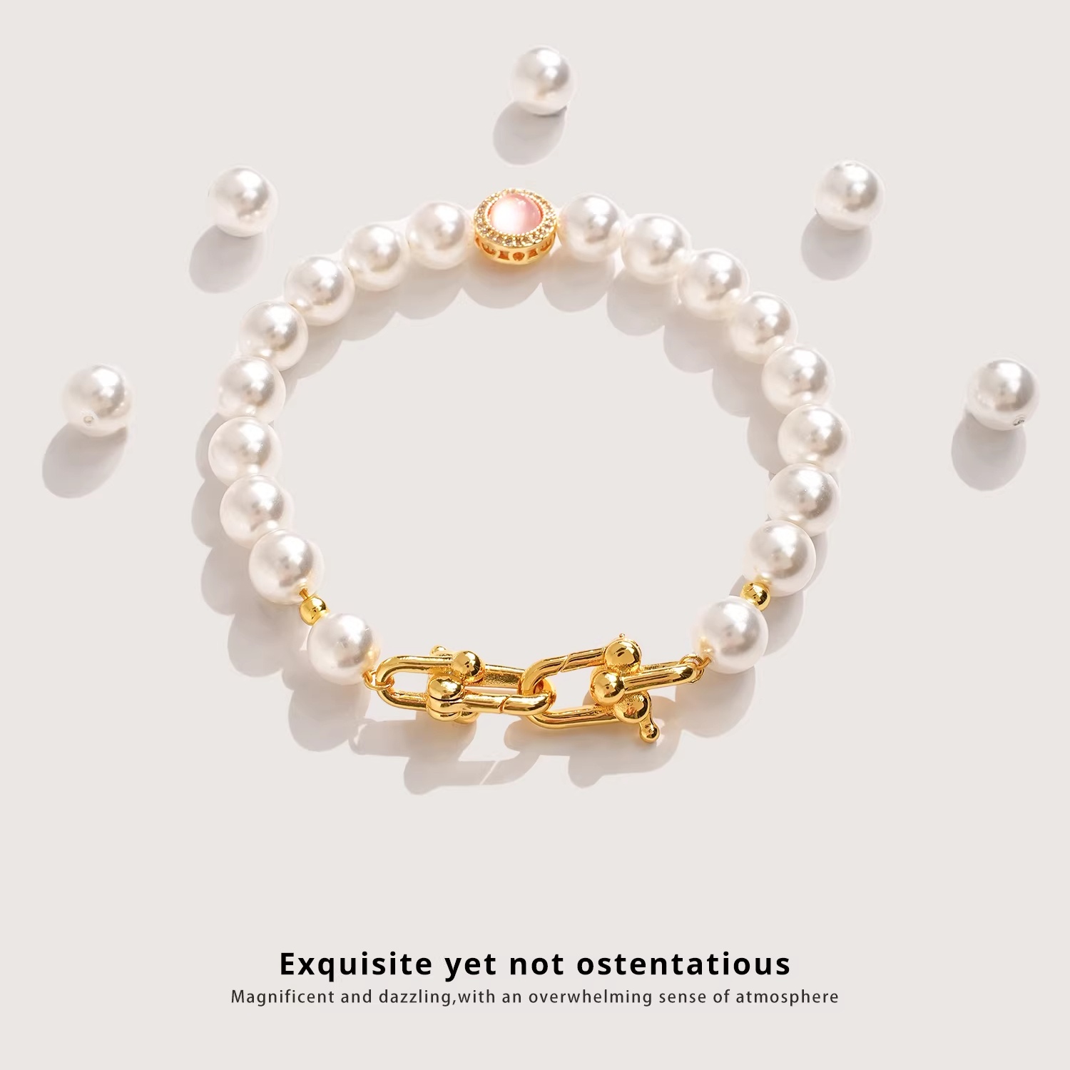 18K Gold Plated Press Clasp, D - Pearl Necklace 评论和价格