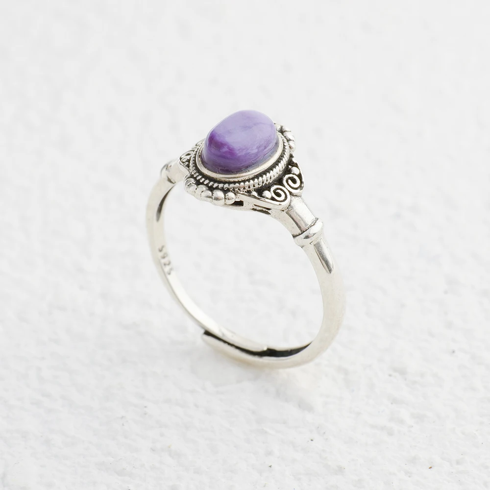 Solid 925 Silver Ring Adjustab - Birthstone Ring Set 评论和价格