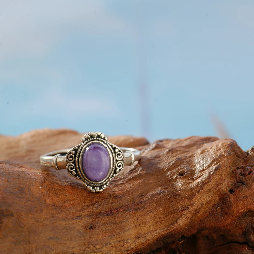 Solid 925 Silver Ring Adjustab - Birthstone Ring Set 评论和价格