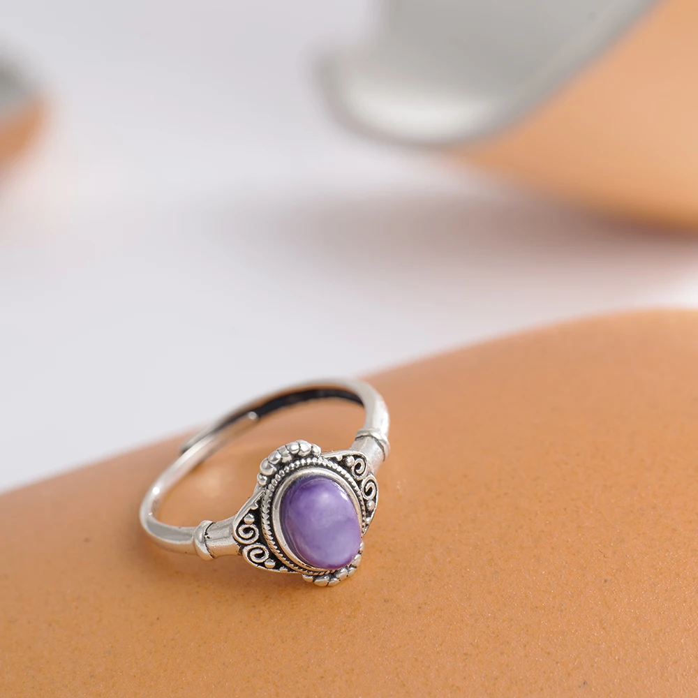 Solid 925 Silver Ring Adjustab - Birthstone Ring Set 评论和价格